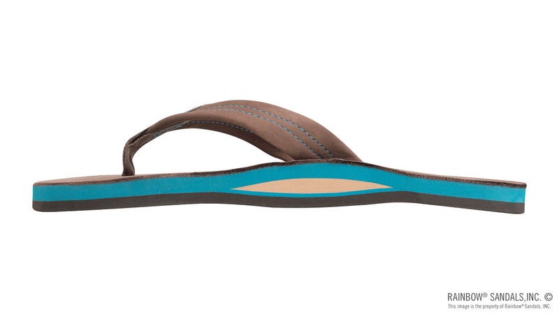 Rainbow Sandals Men's Single Layer Premier Leather with Blue Midsole, Expresso, Men's Large / 9.5-10.5 D(M) US - Image 2